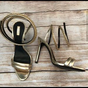 Schutz Monya Gold Chain Strappy Sandals